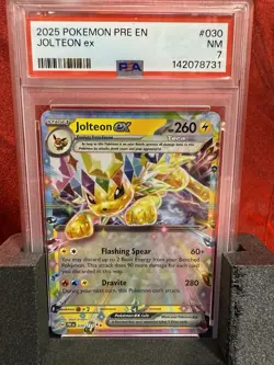 2025 Pokemon Prismatic Evolutions Jolteon EX #030/131 PSA 7 Near Mint - Image 1