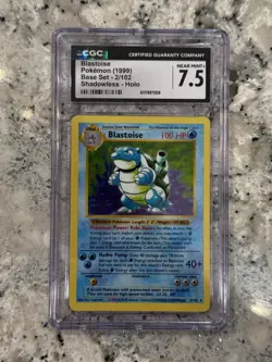 Pokemon Card Blastoise Base Set Rare Holo CGC 7.5 NM+ WOTC 1999 2/102 Rare TCG - Image 1