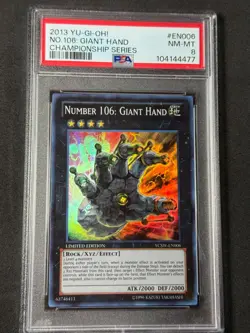 Yugioh PSA 8 Number 106: Giant Hand YCSW-EN006 Super Rare Prize Card - Image 1