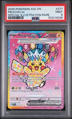 2026 POKEMON ASCENDED HEROES SPECIAL ILLUSTRATION RARE #277 PIKACHU EX PSA 9 - Image 1