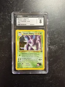 CGC 8 Giovanni's Nidoking 2000 Gym Challenge 7/132 Holo Rare Pokemon Card - Image 1