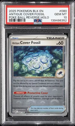2025 POKEMON BLK EN-BLACK BOLT #080 ANTIQUE COVER FOSSIL PSA 10 - Image 1