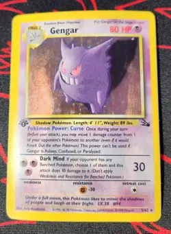 1999 Pokemon Fossil Gengar Holo 1st Edition DAMAGED - Image 1