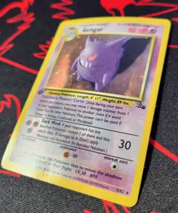 1999 Pokemon Fossil Gengar Holo 1st Edition DAMAGED - Image 2