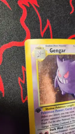 1999 Pokemon Fossil Gengar Holo 1st Edition DAMAGED - Image 4