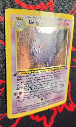 1999 Pokemon Fossil Gengar Holo 1st Edition DAMAGED - Image 5