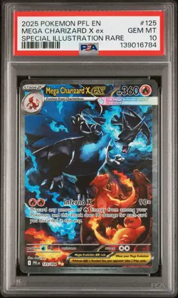 2025 POKEMON PFL EN-PHANTASMAL FLAMES #125 MEGA CHARIZARD X EX PSA 10 - Image 1