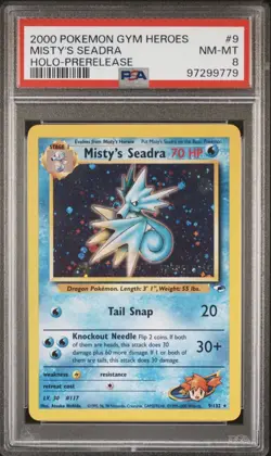 MISTY'S SEADRA #9 | 2000 POKEMON GYM HEROES HOLO PRERELEASE | PSA 8 NM-MT - Image 1