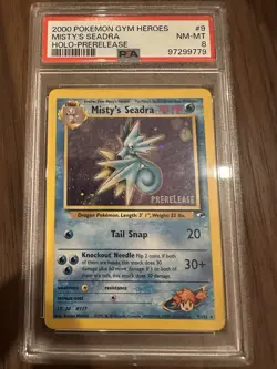 MISTY'S SEADRA #9 | 2000 POKEMON GYM HEROES HOLO PRERELEASE | PSA 8 NM-MT - Image 3