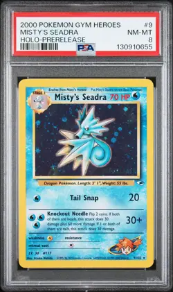 2000 POKEMON GYM HEROES HOLO-PRERELEASE #9 MISTY'S SEADRA PSA 8 - Image 1