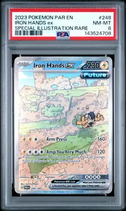 Iron Hands ex 248/182 SV Paradox Rift Special Illustration Rare Pokemon PSA 8 - Image 1