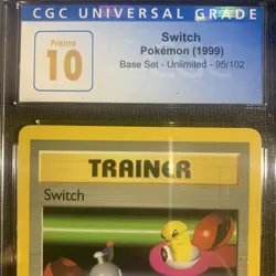 Pokemon TCG Base Set Switch Trainer 1999 Unlimited #95/102 CGC 10 Pristine - Image 2