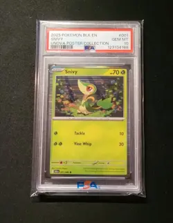 💎 2025 Pokemon Black Bolt Unova Poster 001 Snivy Holo Promo PSA 10 Card - Image 1