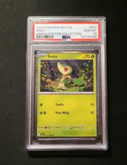 💎 2025 Pokemon Black Bolt Unova Poster 001 Snivy Holo Promo PSA 10 Card - Image 2