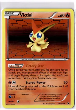 Pokemon Victini 14/101 Noble Victories Holo Rare Basic 60HP 2011 TCG Card - Image 1