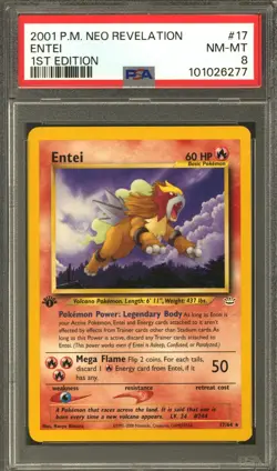 Pokemon Neo Revelation 1st Edition Entei 17/64 PSA 8 - Image 1