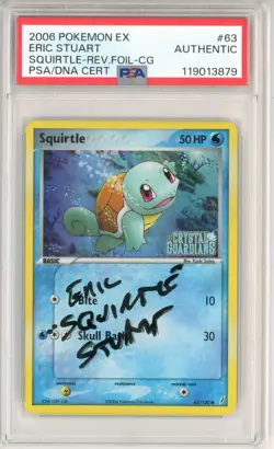 PSA Signed Eric Stuart Pokemon Squirtle 63/100 Crystal Guardians Reverse Holo - Image 1