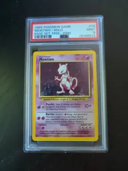 1999-2000 Pokemon Base Set 4th Print Holo Mewtwo 10/102 PSA 9 Mint Rare! - Image 1