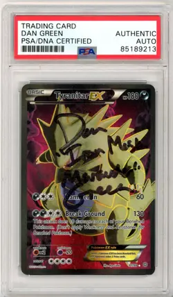 PSA Signed Dan Green Pokemon TCG Tyranitar EX Ancient Origins 91/98 Full Art UR - Image 1