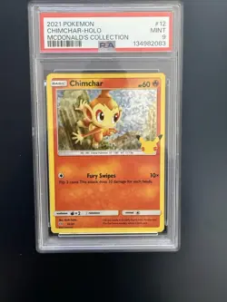 Pokemon Chimchar 012/025 McDonald's 25th Anniversary Promo Holo PSA 9 - Image 1