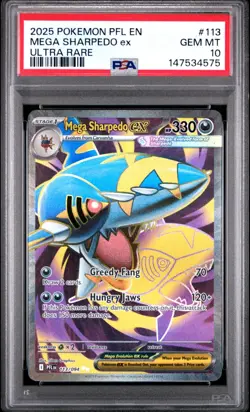 POKEMON PFL EN-PHANTASMAL FLAMES #113 MEGA SHARPEDO EX UR PSA 10 - 147534575 - Image 1