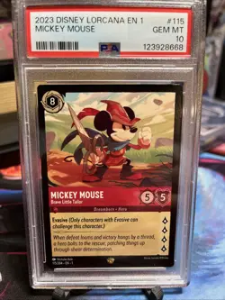 2023 Lorcana The First Chapter 1 Mickey Mouse - Brave Little Tailor #115 PSA 10 - Image 1