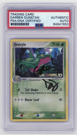 PSA Signed Darren Dunstan Grovyle EX Emerald Stamped 28/106 Pokemon Card - Image 1