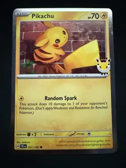 Pikachu 051/162 Pokemon Day Promo Cosmos Holo Promo Card NM 2024 Pokemon - Image 1