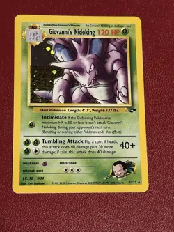 Pokemon TCG Giovanni's Nidoking Gym Challenge Holo Card 7/132 Unlimited Rare - Image 1