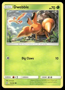 Dwebble 10/236 Unified Minds Pokemon TCG trading card - Image 1
