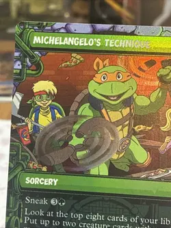 Michelangelo’s Technique -239 MTG: Teenage Mutant Ninja Turtles Borderless Foil - Image 4