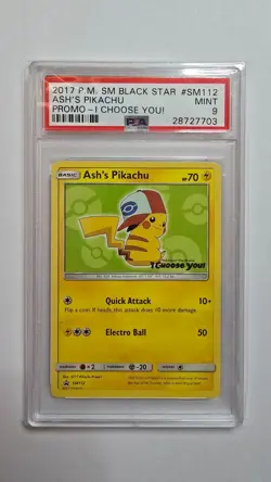 Ash’s Pikachu I Choose You! SM112 Black Star Promo - PSA 9 MINT - 2017 Pokemon - Image 1