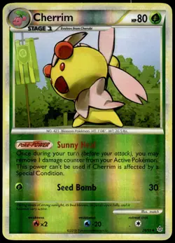 Cherrim 28/95 Uncommon HGSS Unleashed Pokemon Reverse Holo LP - Image 1
