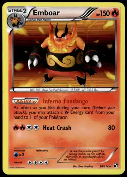 Emboar 20/114 Holo Rare Black & White Pokemon Holo LP - Image 1