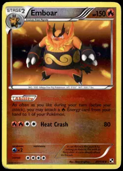 Emboar 20/114 Holo Rare Black & White Pokemon Reverse Holo MP - Image 1