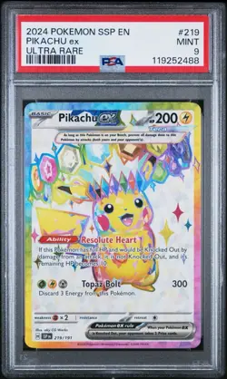 Pokemon TCG Pikachu EX Ultra Rare Surging Sparks 219/191 PSA MINT 9 - Image 1