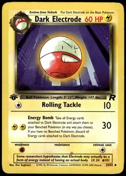 Dark Electrode 34/82 Uncommon Team Rocket Pokemon 1st Edition MP - Image 1