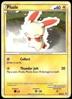 Plusle 36/95 Uncommon HGSS Unleashed Pokemon LP - Image 1