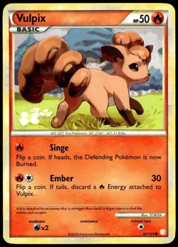 Vulpix 87/123 Common HeartGold & SoulSilver Pokemon LP - Image 1