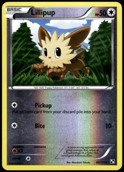 Lillipup 80/114 Common Black & White Pokemon Reverse Holo LP - Image 1
