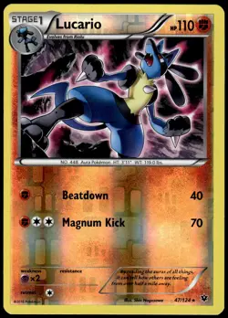 Lucario 47/124 Rare Fates Collide Pokemon Reverse Holo NM - Image 1