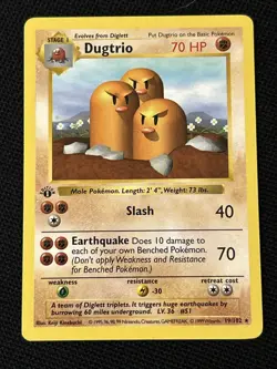Pokemon Dugtrio 019/102 Base Set (Shadowless) *Near Mint* - Image 1