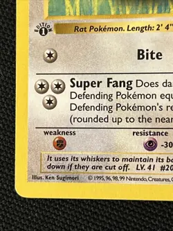 Pokemon Raticate 040/102 (1st Edition) (Shadowless) (NEVER PLAYED) *Near Mint* - Image 2