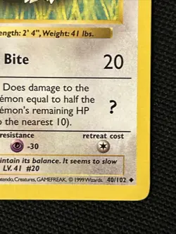 Pokemon Raticate 040/102 (1st Edition) (Shadowless) (NEVER PLAYED) *Near Mint* - Image 5