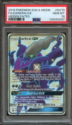 Darkrai GX SV70/SV94 Hidden Fates Full Art Rare PSA 10 Gem Mint Pokemon Card - Image 1