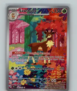 Sawsbuck 166/162 Illustration Rare Temporal Forces Pokemon Card NM - Image 1