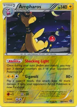 Ampharos 40/114 Reverse Holo Steam Siege Pokemon Card NM - Image 1