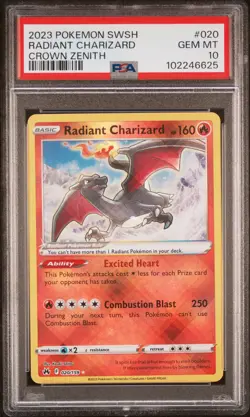 2023 Pokemon Crown Zenith #020 Radiant Charizard PSA 10 - Image 1
