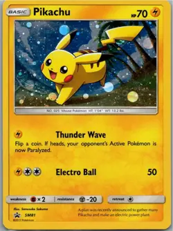 Pikachu SM81 SM Black Star Promo Holo Pokemon Card Swirl - Image 1