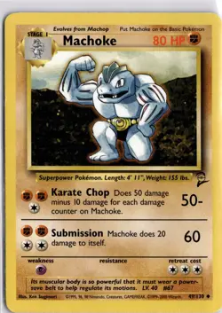 Pokemon TCG Machoke Base Set 2 49/130 Regular Unlimited Uncommon TCG - Image 1